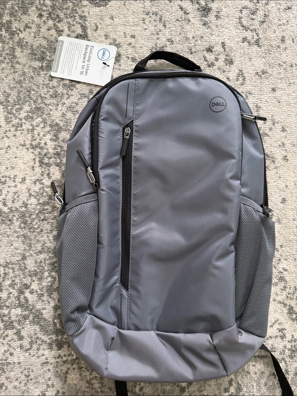 Dell Light Gray computer Backpack with Front Zip Pocket